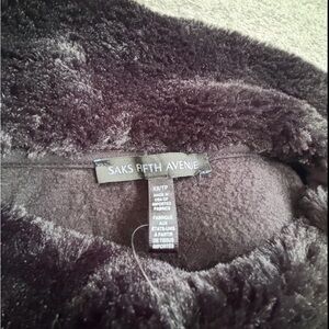Saks Fifth Avenue Dark Plush Faux Fur Poncho XS